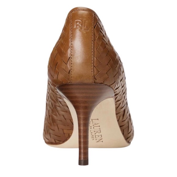 Lauren Ralph Lauren Lanette Woven Leather Pump Polo Tan Color - Picture 3 of 7